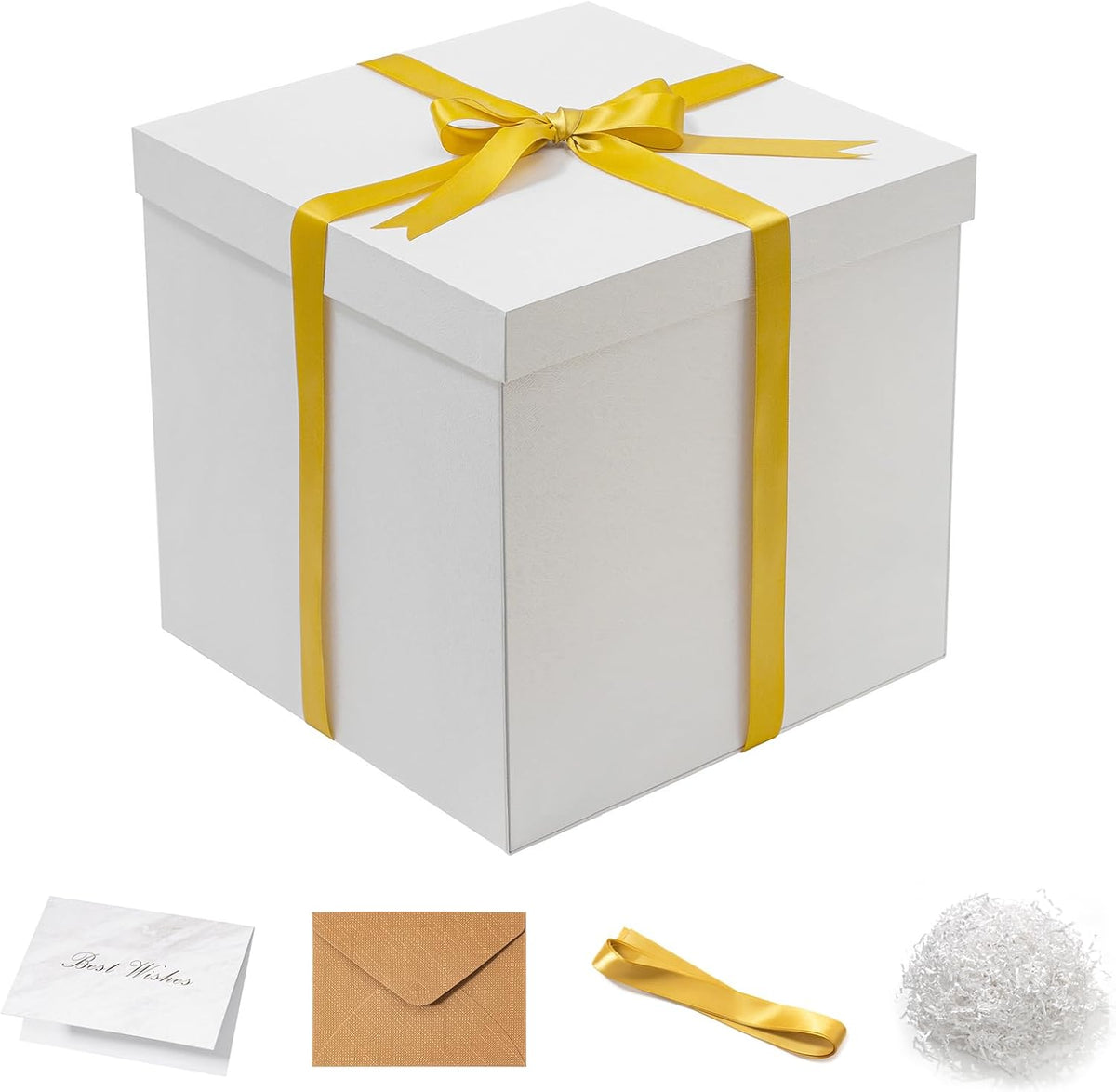 12x12x12 Inches Large Gift Box with Lid for Presents White 1 Pack
