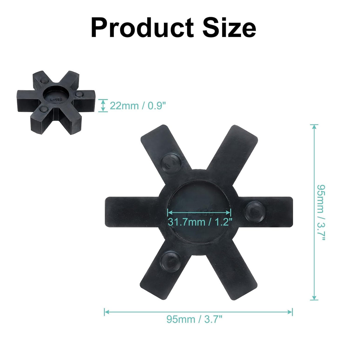 uxcell L150 Jaw Coupling Insert, Flexible Solid Type NBR Rubber Jaw Coupling Center Inserts for L Jaw Coupling L-Jaw Coupler Set, Black