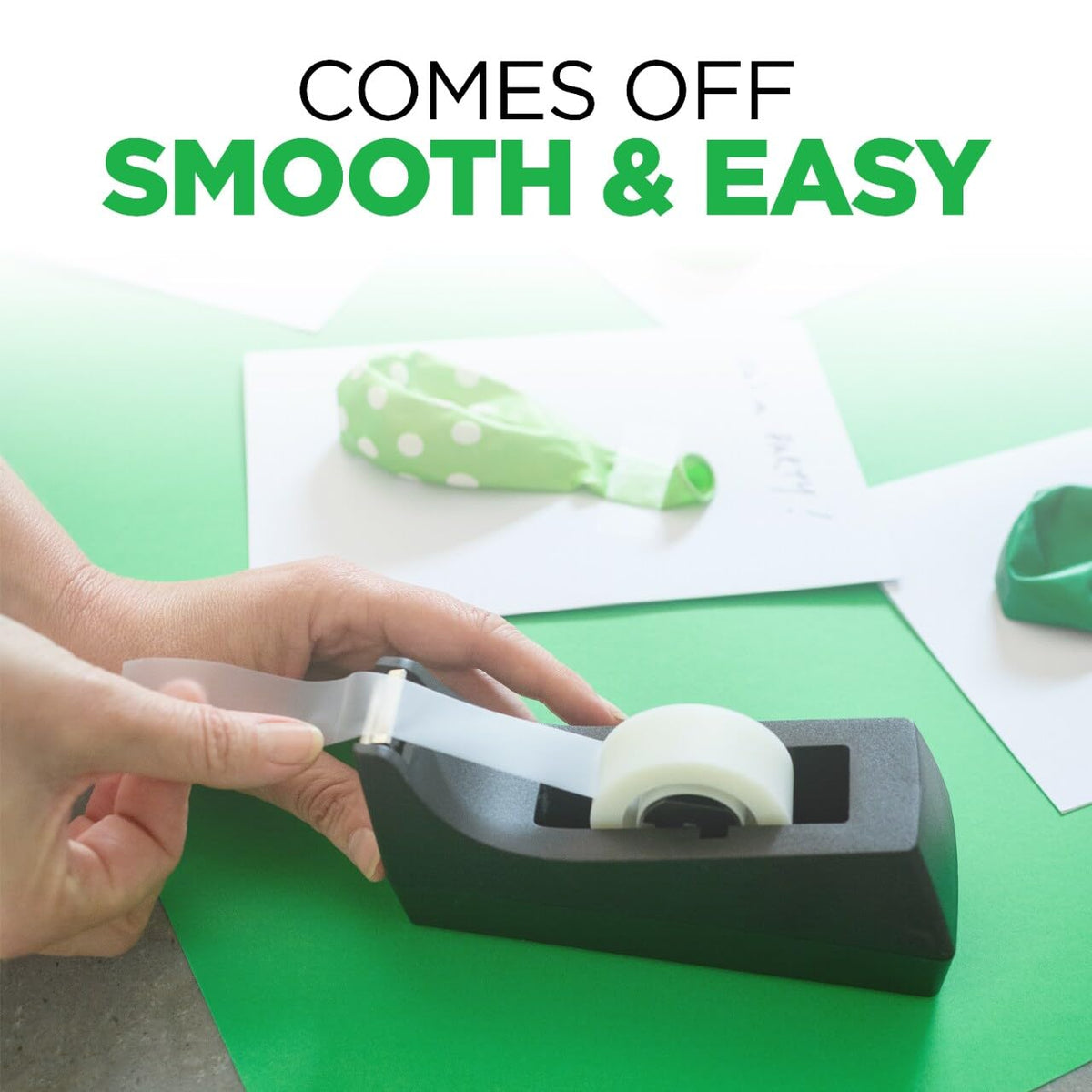 Desktop Tape Dispenser, Black, Weighted Base, 6 Pack