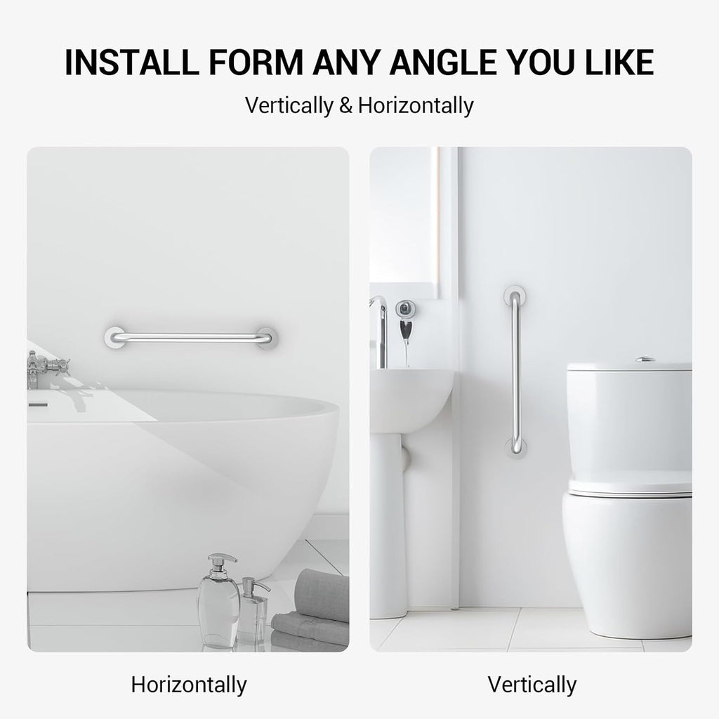 16 Inch Grab Bars for Wall Brush Nickel, Safety Shower Grab Bars for Seniors Elderly Handicapped, Handicap Grab Bars