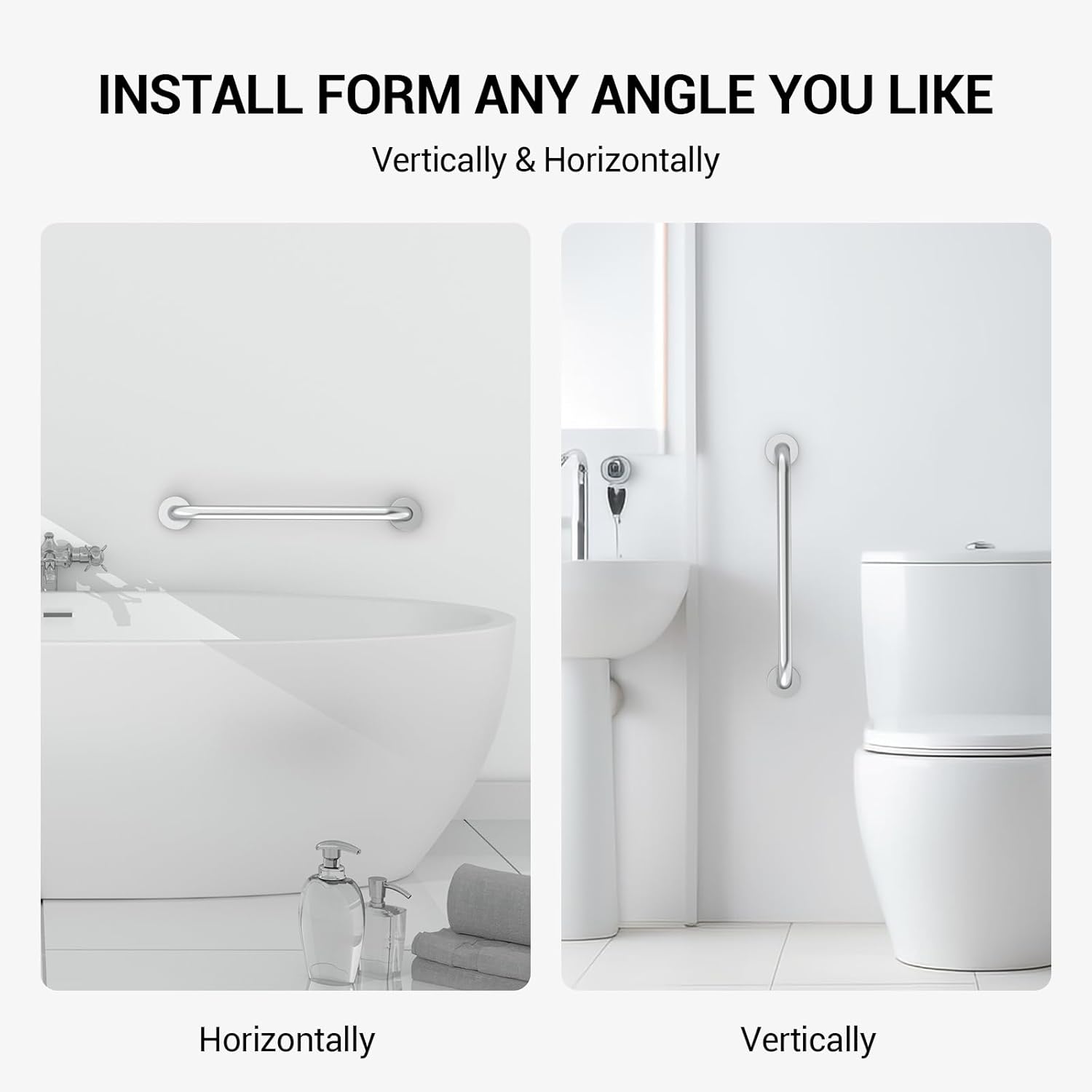 16 Inch Grab Bars for Wall Brush Nickel, Safety Shower Grab Bars for Seniors Elderly Handicapped, Handicap Grab Bars