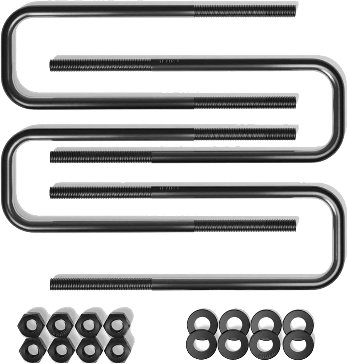 BST BSSP 4PCS Square U-Bolts 2.5" Wide Leaf Springs 8.75" Long Replacement for 1988-2019 Chevy Silverado GMC Sierra 1500, with Hardware, Zinc Coated Finish