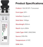 10GBASE-SR SFP+ Module 300m 850nm Multi Mode SFP DDM LC Transceiver 2pcs