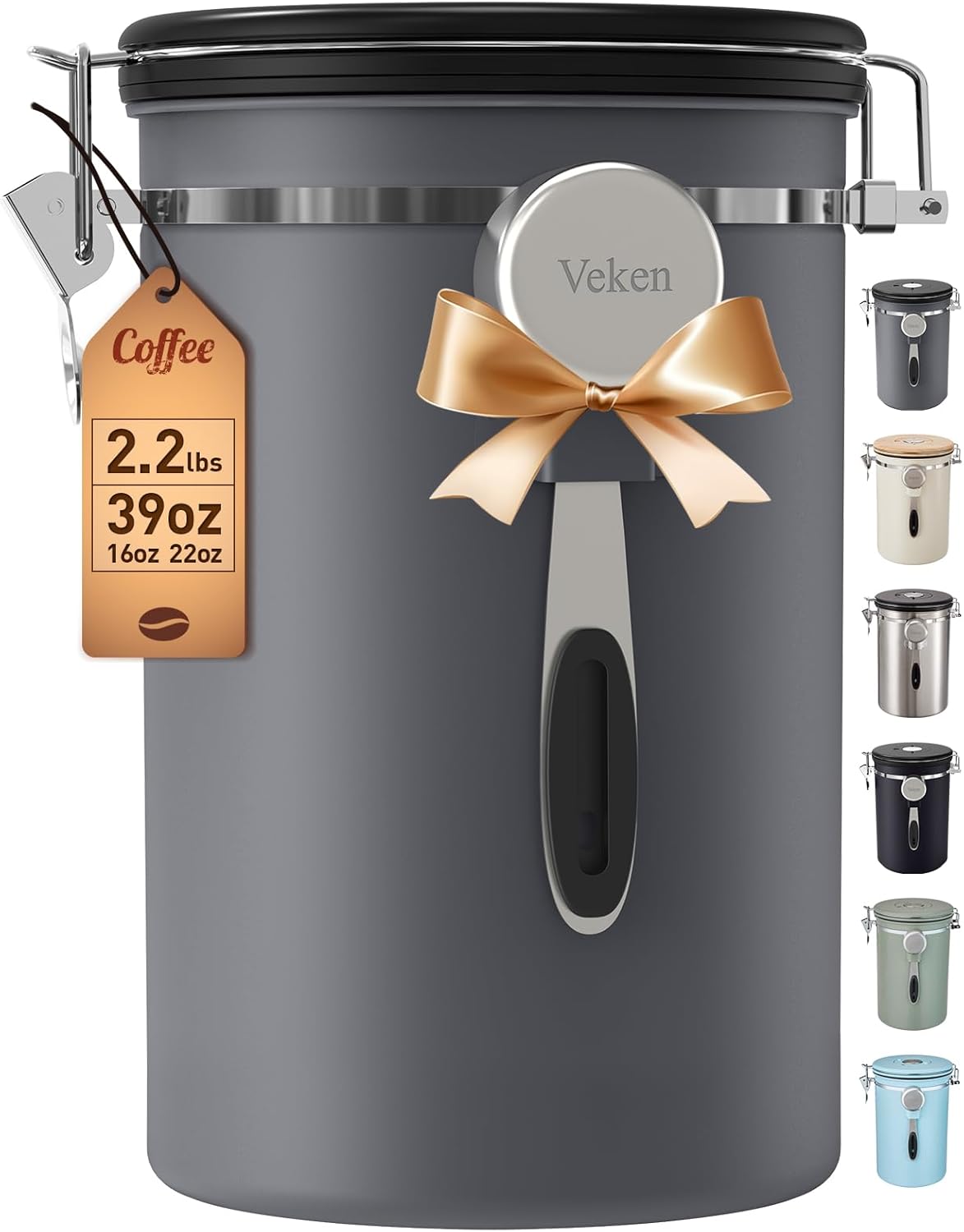 Coffee Canister,39OZ, 2.2lbs,Large Airtight Stainless Steel Container | Kitchen Food Storage Jars for Beans,Ground