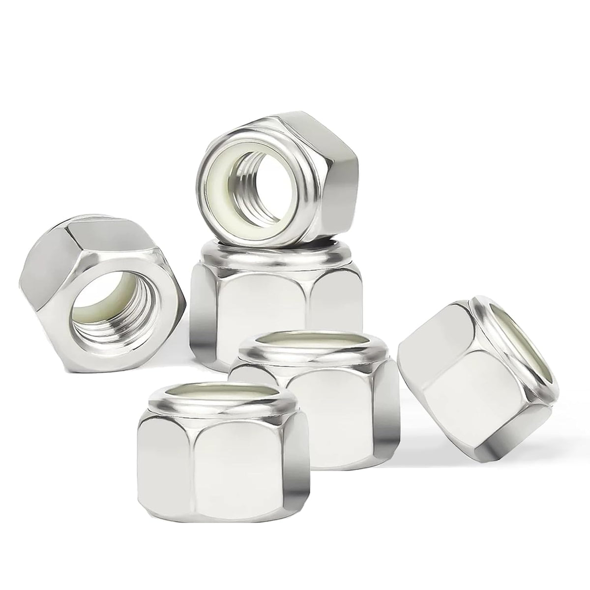 50 Pcs #10-32 Inch Lock Nuts, SAE 304 (A2-70) Stainless Steel Nylon Insert Locknuts, Standard Inch Thread Nylock Nuts, Hex Lock Hardware Nuts, Reusable Anti-Loose Corrosion Resistant