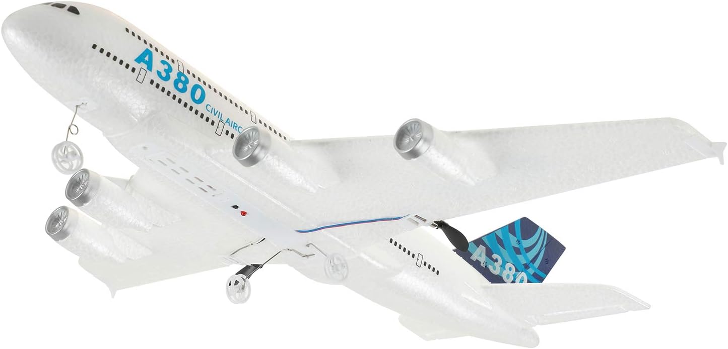 RC Plane Remote Control Airplane 2.4Ghz DIY 2 Channels Remote Control Airplane Built in 6-Axis Gyro, A380 RC Aircraft