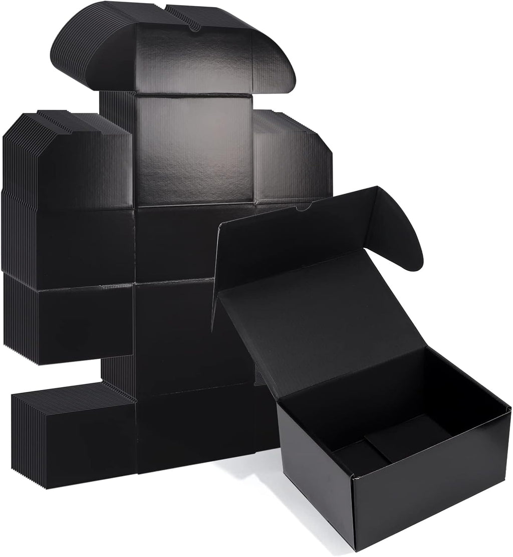8x6x4 Black Small Shipping Boxes, 20 Packs Corrugated Cardboard Mailer Boxes for Packaging Small Business Mailing