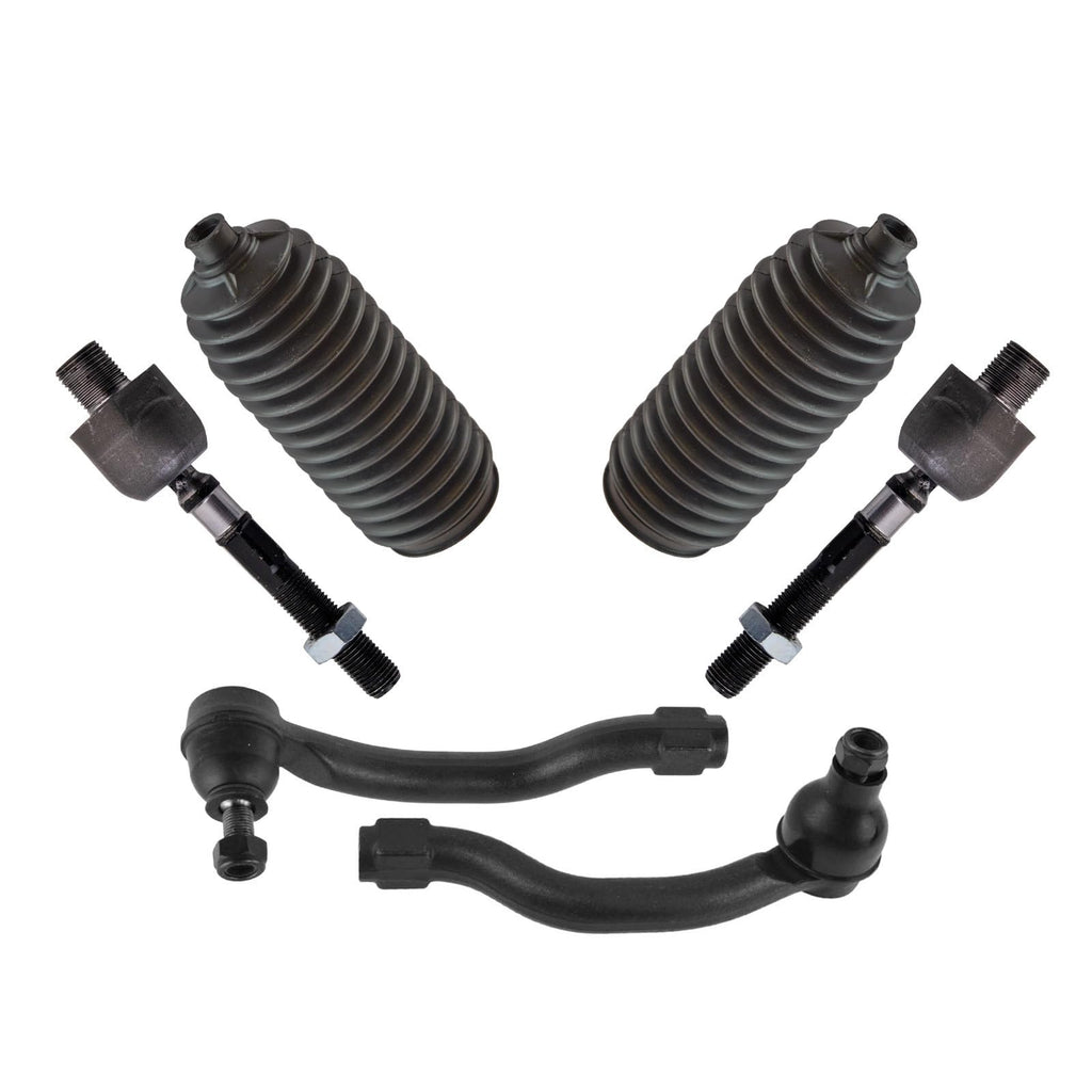 TRQ Front Steering Kit Steering Rack & Pinion Bellow Tie Rod