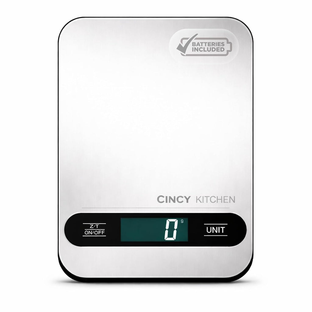 Digital Food Scale, 10kg/22lb Capacity, 1g Precision, 6 Units, Stainless Steel Kitchen Scale with Tare Function