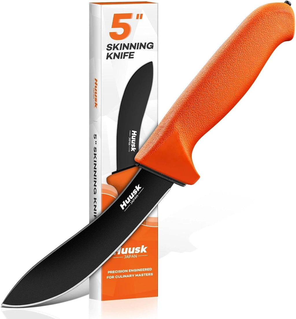 Skinning Knife for Hunting - 5" Curved Oval Game Processing Knives | Premium German Stainless Steel, Non‑Slip