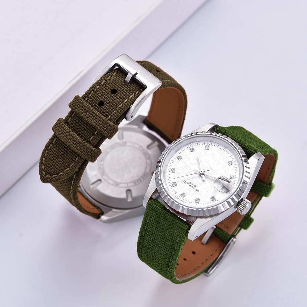 Premium Soft Hybrid (Leather and Sailcloth) Watch Bands for Men Women,18mm 20mm 22mm Multiple Sizes Quick Release