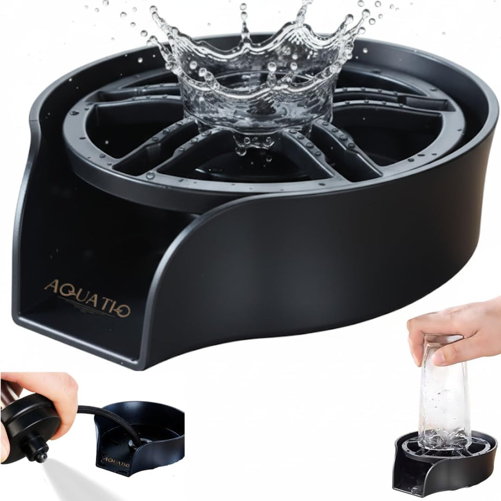 2-in-1 Glass Rinser & Sink Sprayer Attachment – High Pressure Cup Washer for Kitchen Sink – Matte Black Bottle