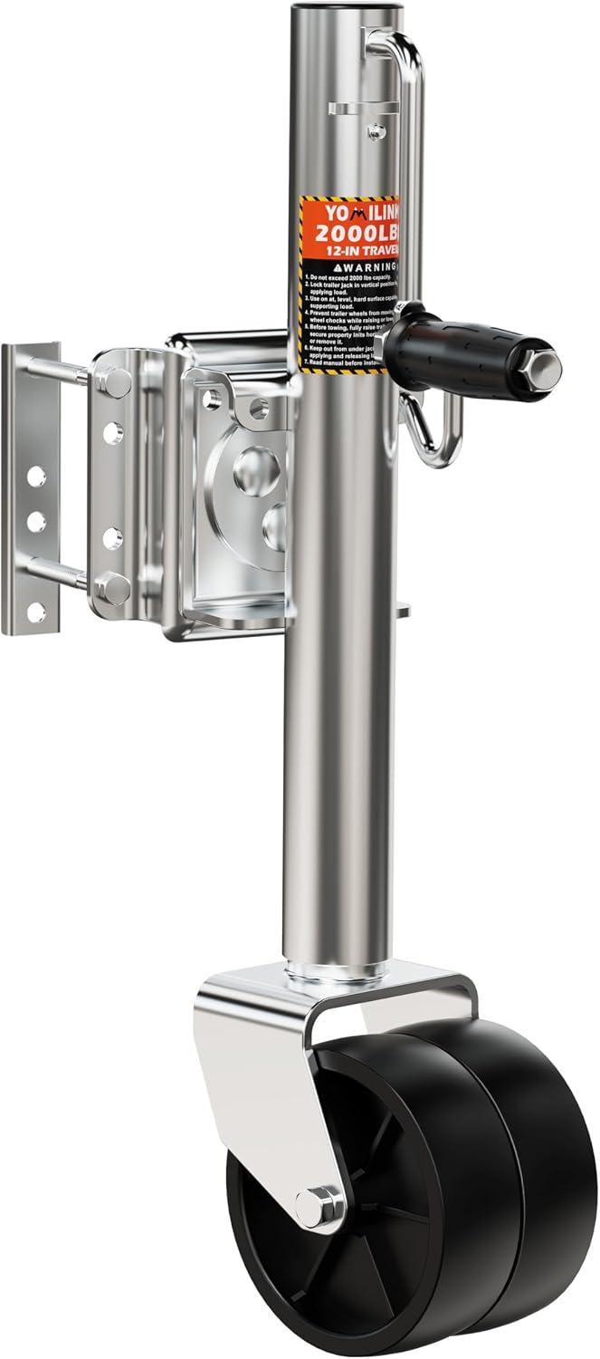 2000 lbs Trailer Jack with Dual Wheel, Heavy Duty Swivel Boat Jack