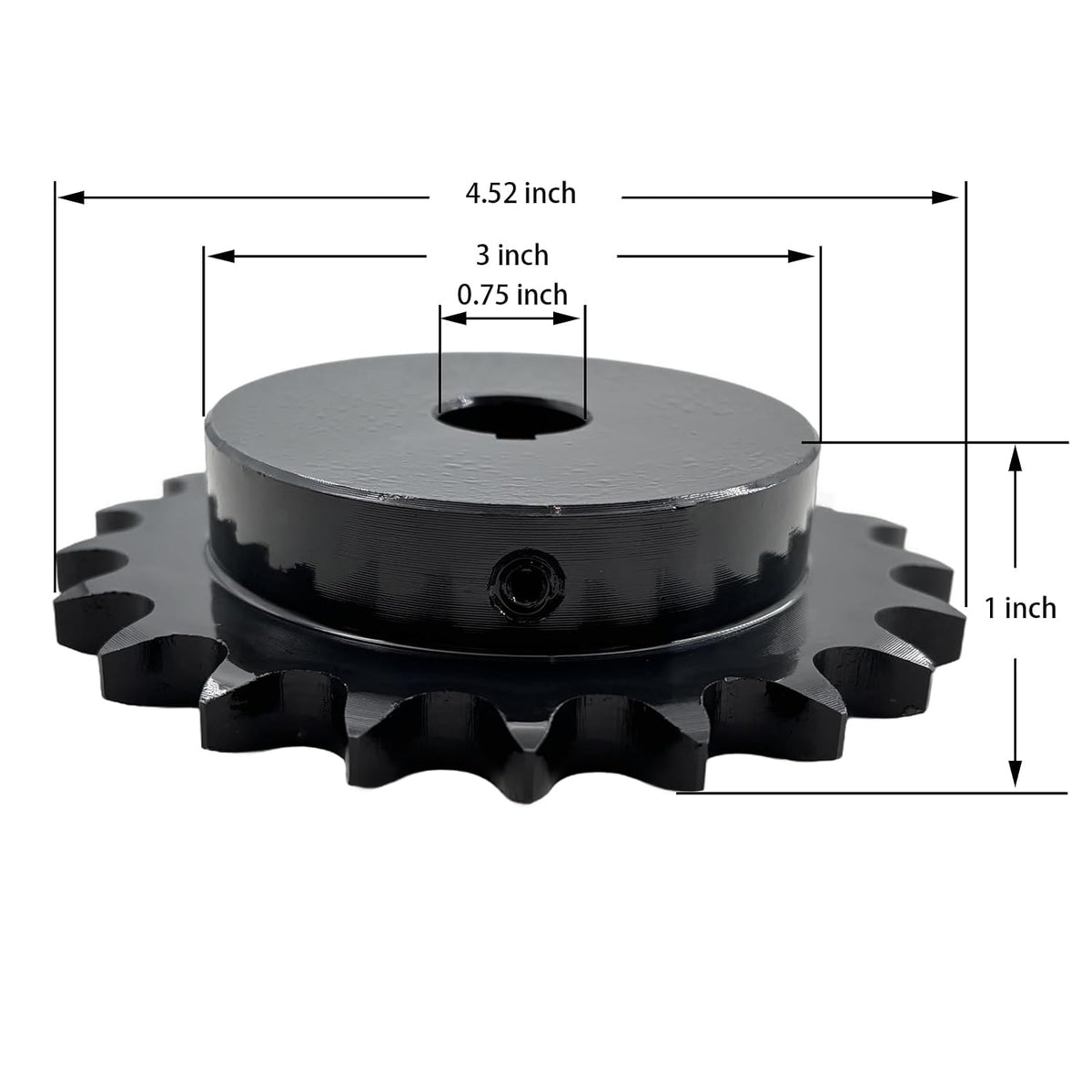 #50 Roller Chain Sprocket Type B 3/4 inch Bore 21 Tooth, Hardened Antirust 1045 Steel Drive Sprockets 50B21-3/4
