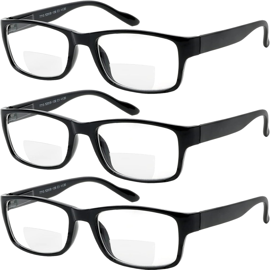 Bifocal Reading Glasses for Men and Women Rectangle MultiFocal Readers with Spring Hinges Retro Design