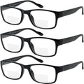 Bifocal Reading Glasses for Men and Women Rectangle MultiFocal Readers with Spring Hinges Retro Design