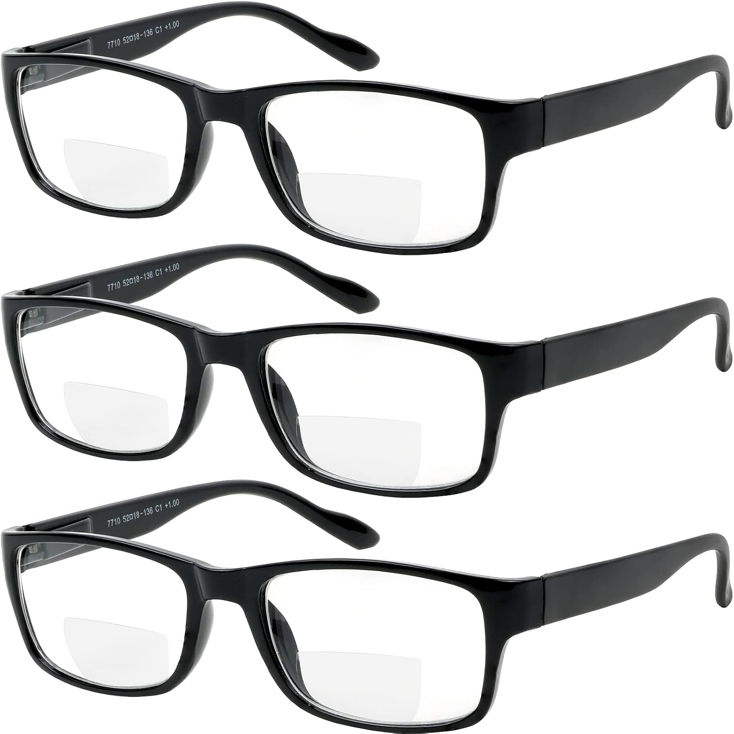 Bifocal Reading Glasses for Men and Women Rectangle MultiFocal Readers with Spring Hinges Retro Design