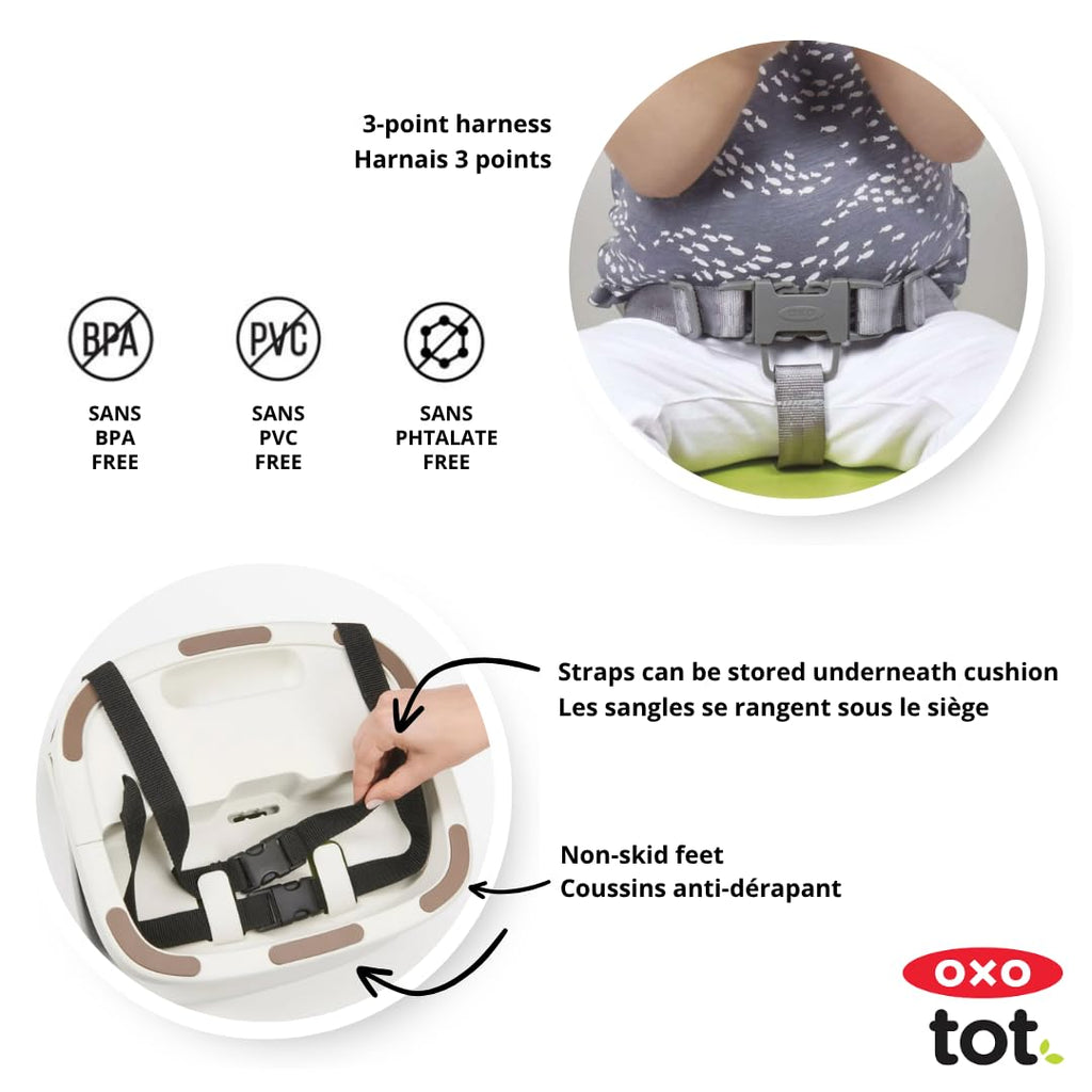 Perch Toddler Booster Seat for Kitchen Chair with Straps, Gray