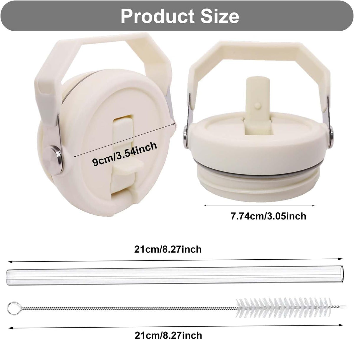 2-Pack Replacement Flip Straw Lids for Stanley IceFlow Tumbler 30oz and 20oz, Spill-Proof Cap with 2 Reusable Straws