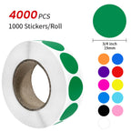 4000 PCS 3/4" Colored Dot Stickers Round Circle Coding Labels