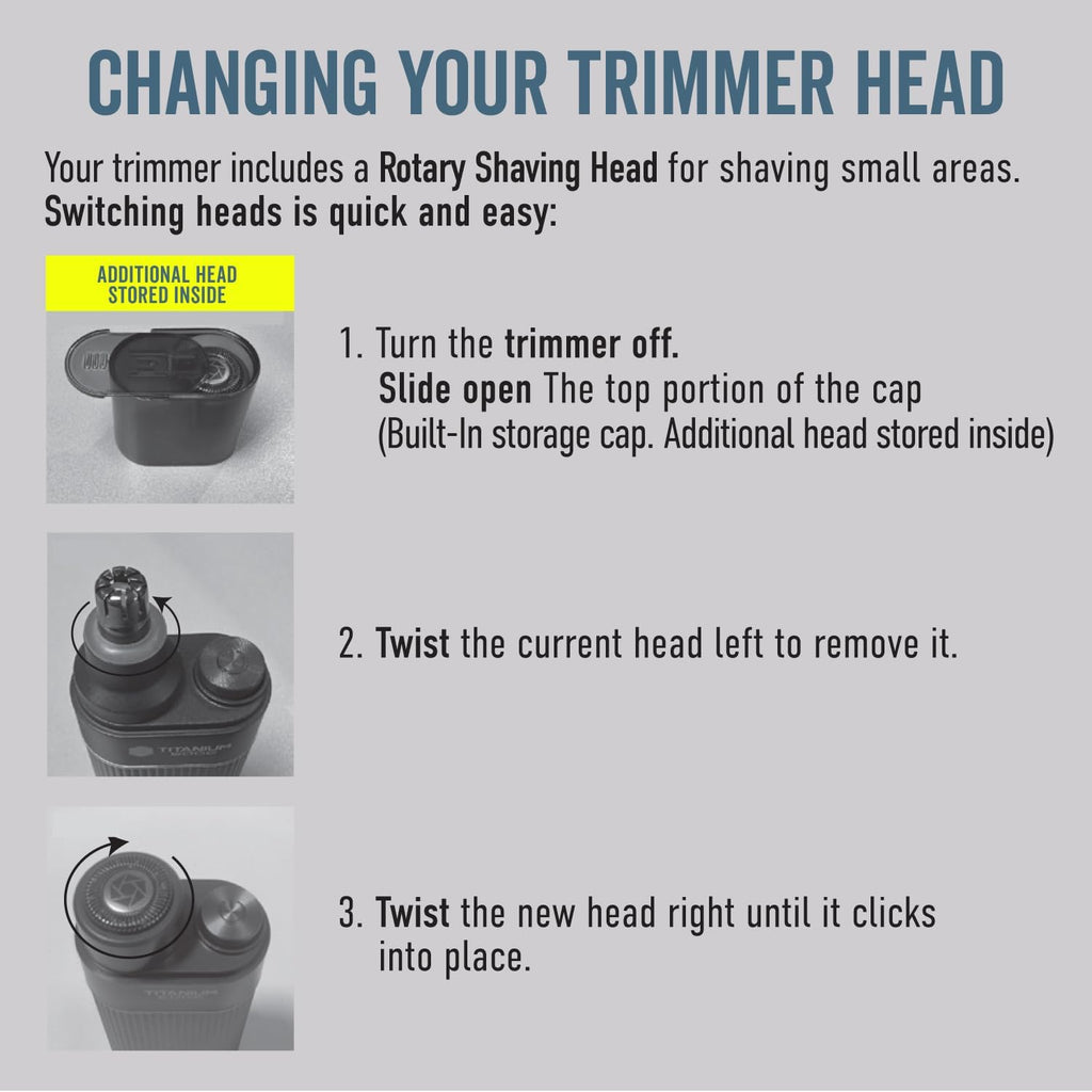 Titanium Edge Ear & Nose Trimmer | Titanium-coated ear & nose trimmer with dual blades, built-in light, and