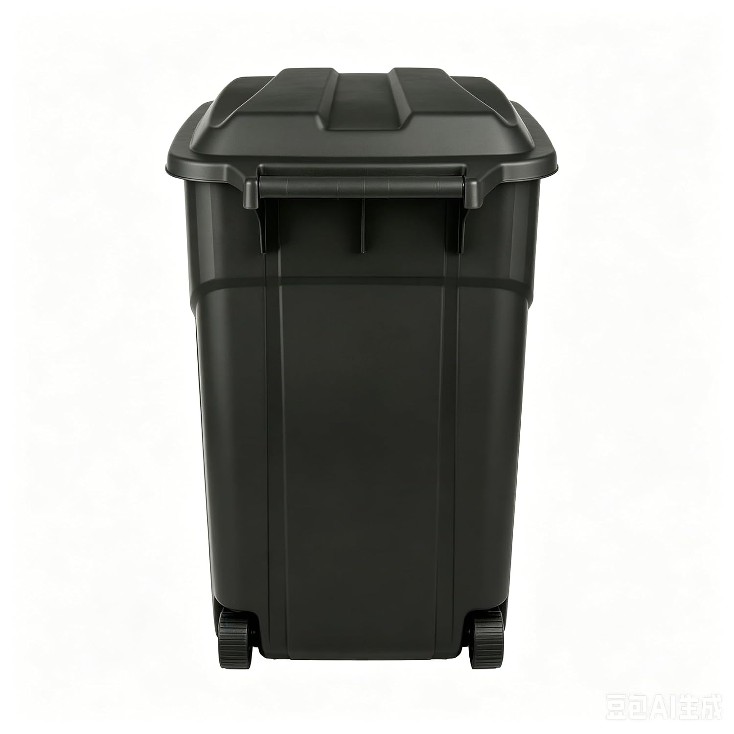 45 Gallon Outdoor Trash Can with Lid, Heavy-Duty Wheeled Garbage Bin with Easy-Grip Handle & Bottom Groove, Black
