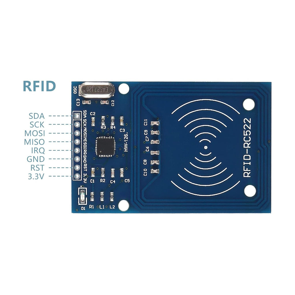 4Pcs RFID Kit Mifare RC522 RF IC Card Sensor Module MFRC-522 RFID Reader Module + S50 White Card + Key Ring for Raspberry Pi