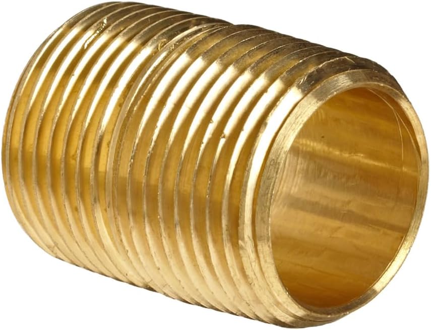 Brass Close Nipple, 1/2" Male x 1/2" Male NPT, (2 Pack)