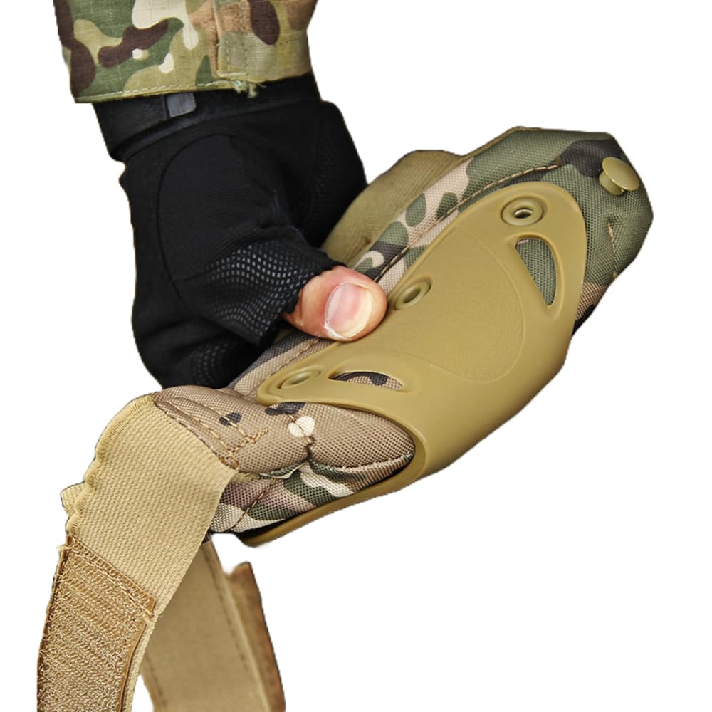 Pack of 4 Tactical Knee & Elbow Protective Pads Guard Black Knee and Elbow Pads Adjustable Shoulder Straps Gel Knee