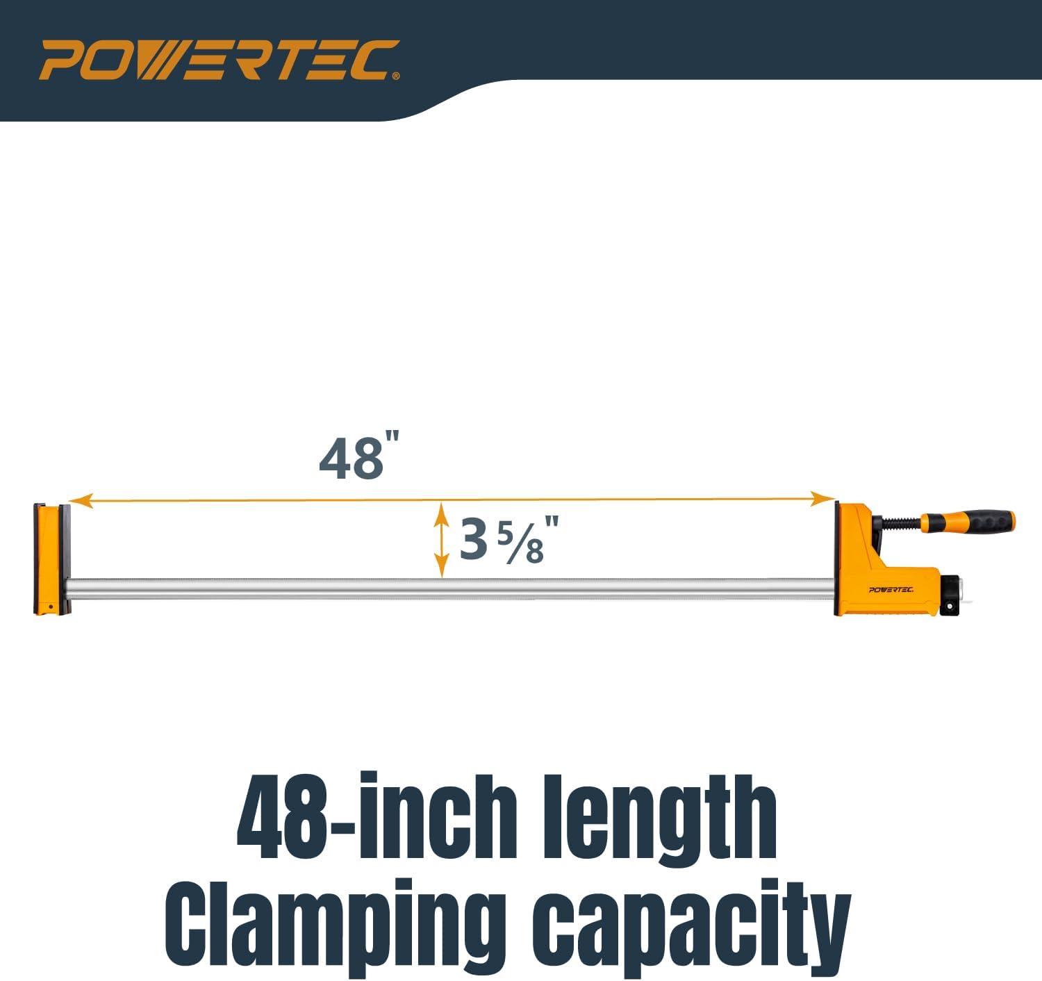 71602 48-Inch Parallel Clamps for Woodworking | 90 Degree Heavy Duty Steel Bar Jaw Clamp Spreader Tool (Pack of 2)
