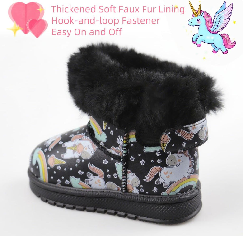 Girls Boots Unicorn Christmas Winter Boot for Toddler Little/Big Kid | Gift, Comfort, Warm, Cozy, Water-Resistant