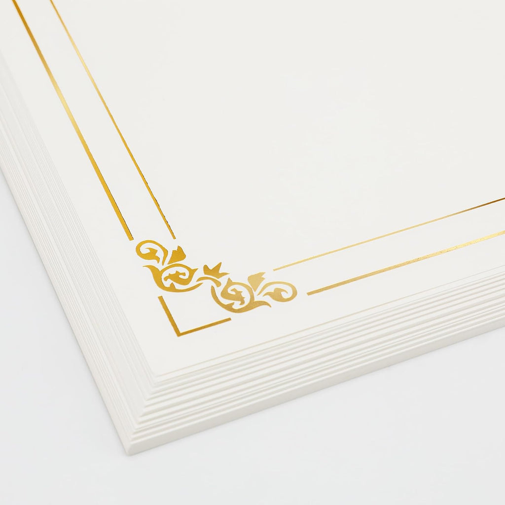 50 Sheets Gold Foil Border Certificate Paper 8.5 x 11 Printable | Smooth heavyweight paper,Ideal for diplomas &