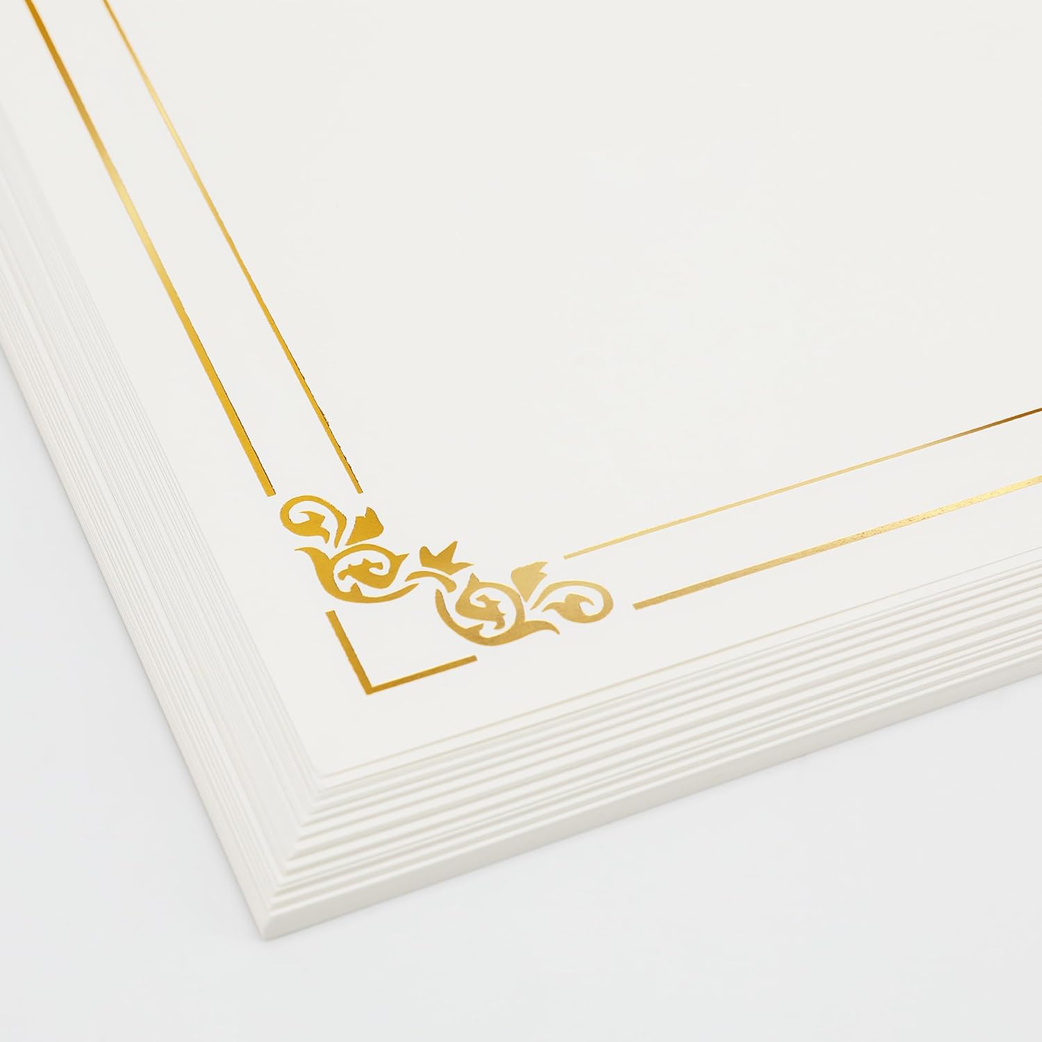 50 Sheets Gold Foil Border Certificate Paper 8.5 x 11 Printable | Smooth heavyweight paper,Ideal for diplomas &