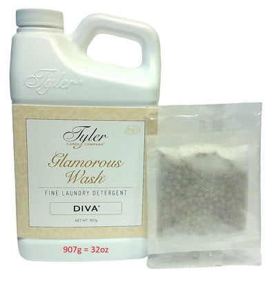 Tyler Candle Wash Diva 32 Fl Oz Laundry Detergent/w Dryer Sachet Single Pouch ilxl