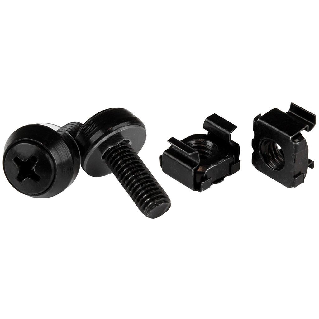 StarTech 50-Pack M6 12mm Screws & Cage Nuts Kit with Tool, TAA, Black Steel