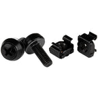 StarTech 50-Pack M6 12mm Screws & Cage Nuts Kit with Tool, TAA, Black Steel
