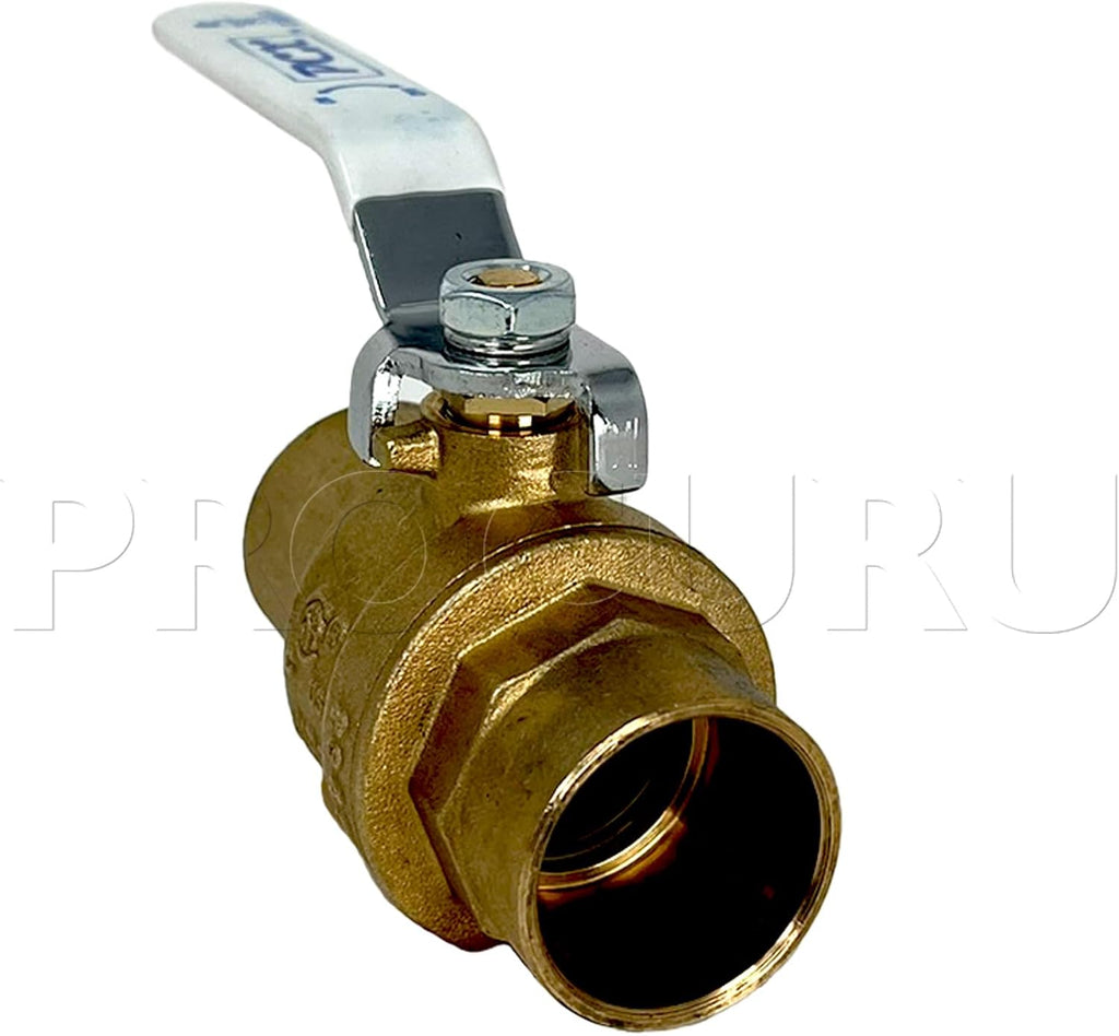PROCURU 2-Pack 1-Inch Sweat (CxC) Heavy Duty Brass Ball Valve, Full Port, 600 WOG, Certified Safe (3BC100-2P)
