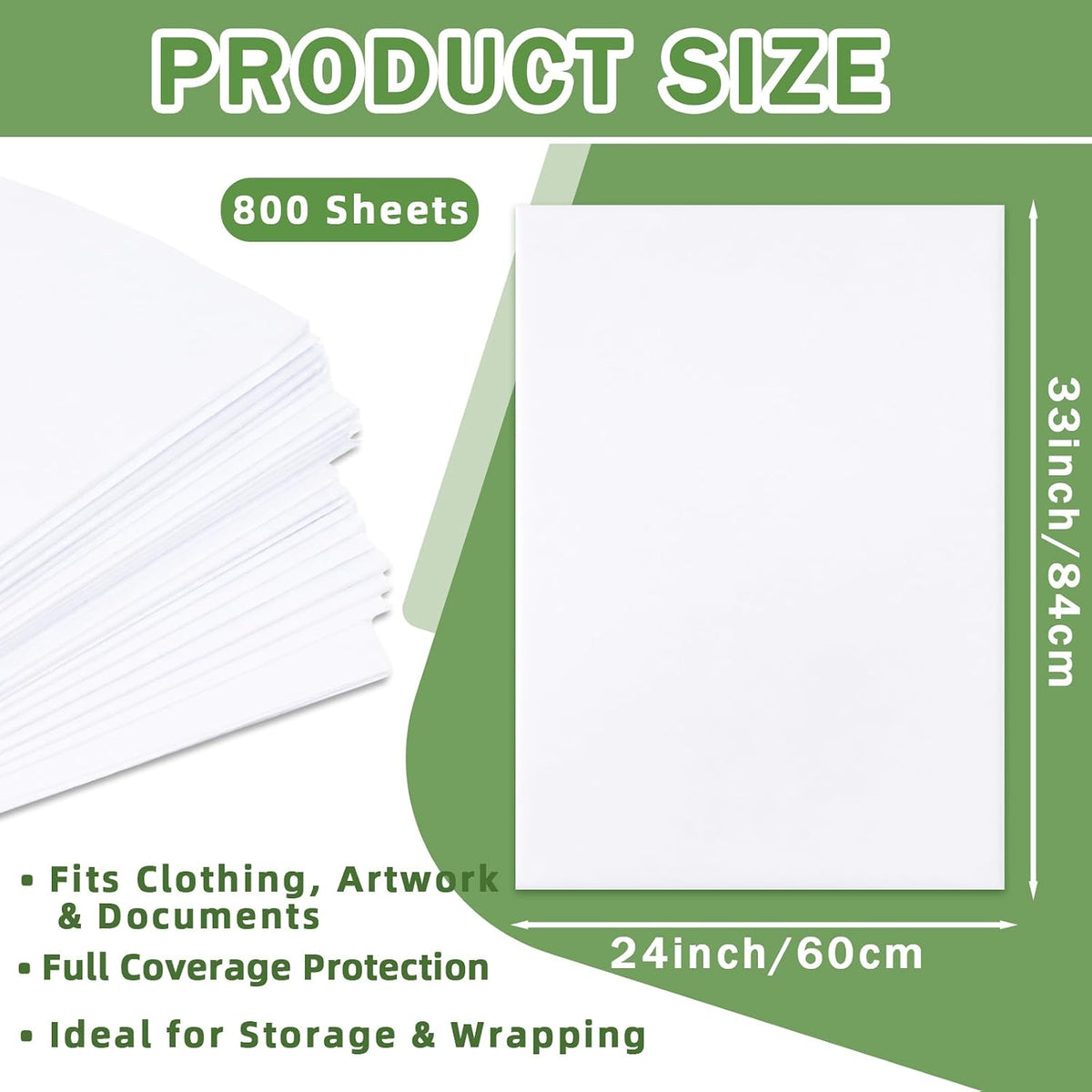 Acid Free Tissue Paper for Storage, 300 Sheets 24 x 33 in Bulk Large White Tissue Paper, Archival Packing Paper for