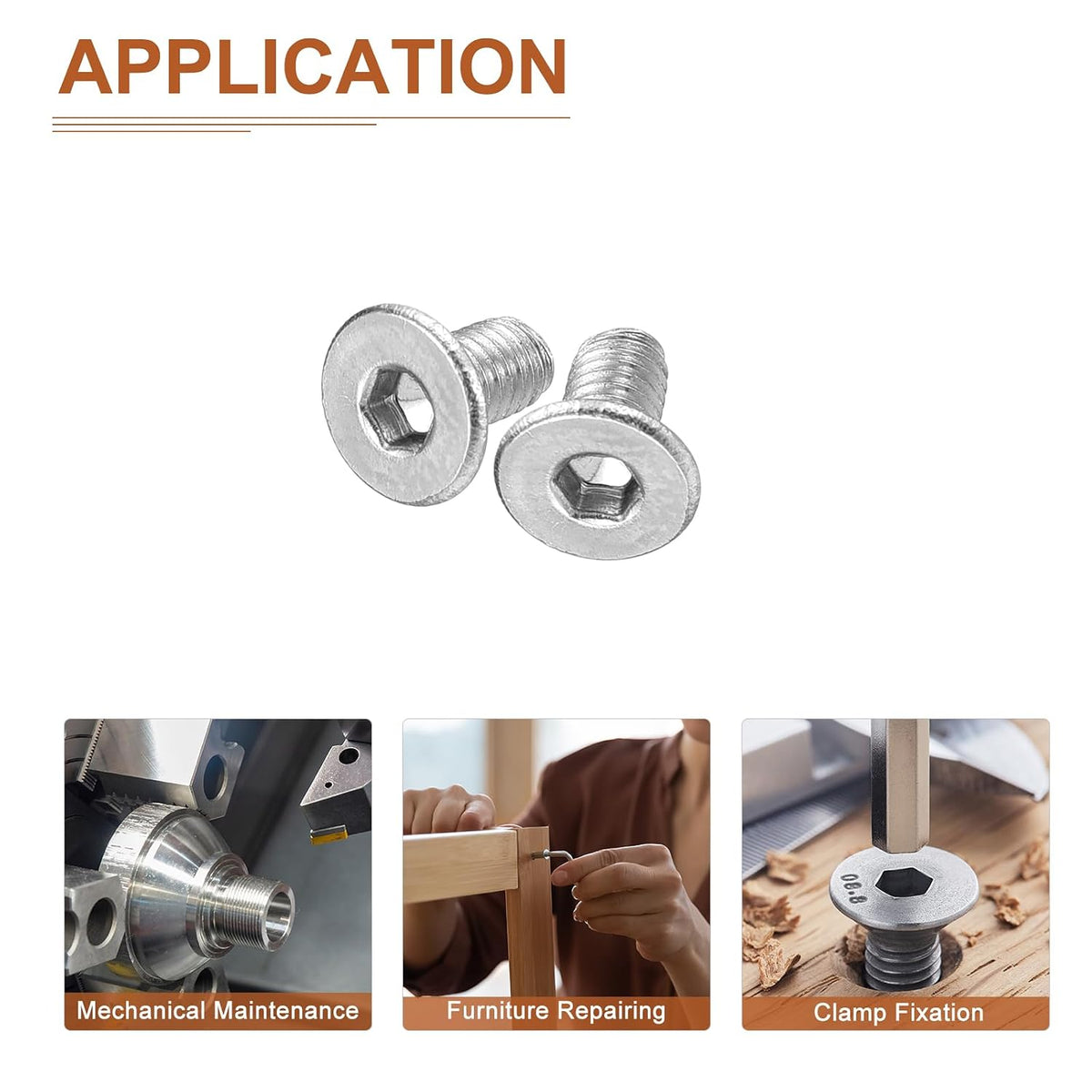 DTGN M3-0.5 x 6mm Flat Head Socket Cap Screws, 100 Pack 304 Stainless Steel Hex Socket Flat Head Screws, Full Thread, Countersunk Bolts