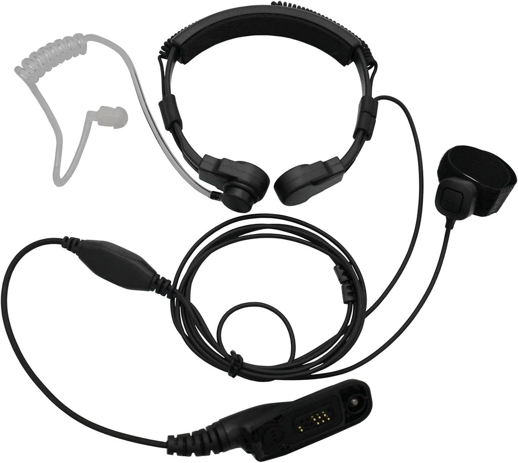 Throat Mic Microphone Covert Acoustic Tube Tactical Earpiece with Finger PTT Compatible with Motorola XPR 6500 XPR
