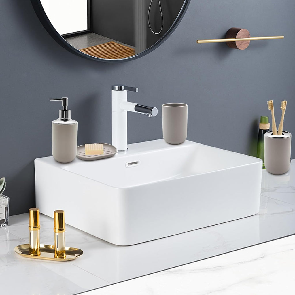 Bathroom Accessory Set, 4 pcs Shatter-Resistant Resin Bathroom Accessories Set Include Lotion Soap Dispenser