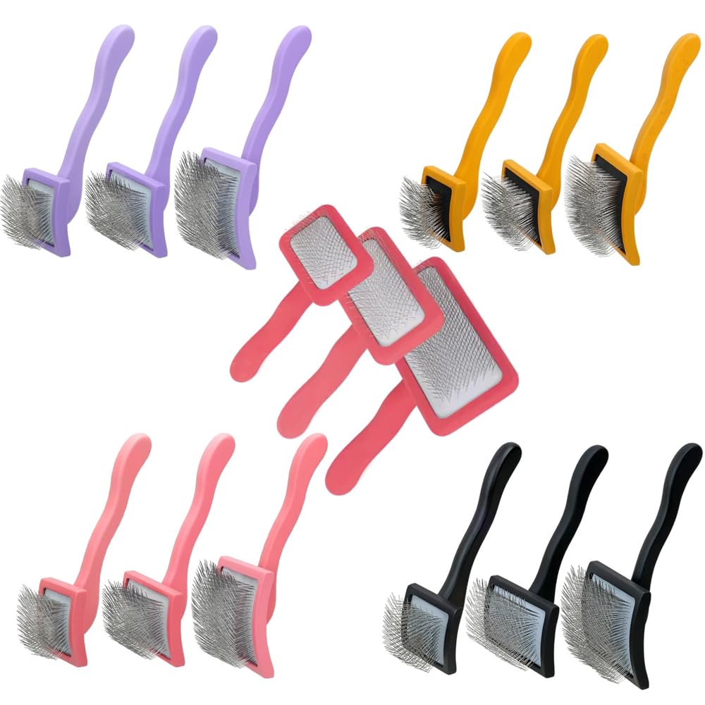 Slicker Brush Perfect For Dogs and Cats (Big and Medium Dogs, Goldendoodles, Labradoodles, Poodles and Cats) Curved