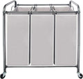 Laundry Sorter 3 Section, 3 Bag Clothes Hamper, Rolling Laundry Cart Basket with Heavy Duty Lockable Wheels and