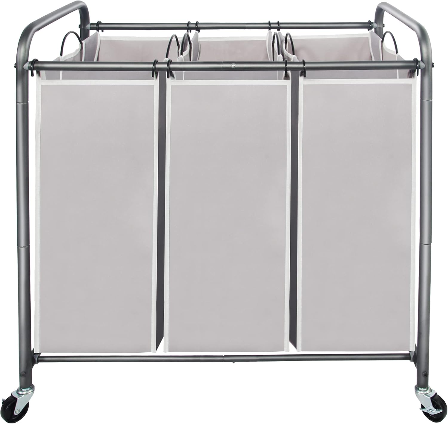 Laundry Sorter 3 Section, 3 Bag Clothes Hamper, Rolling Laundry Cart Basket with Heavy Duty Lockable Wheels and