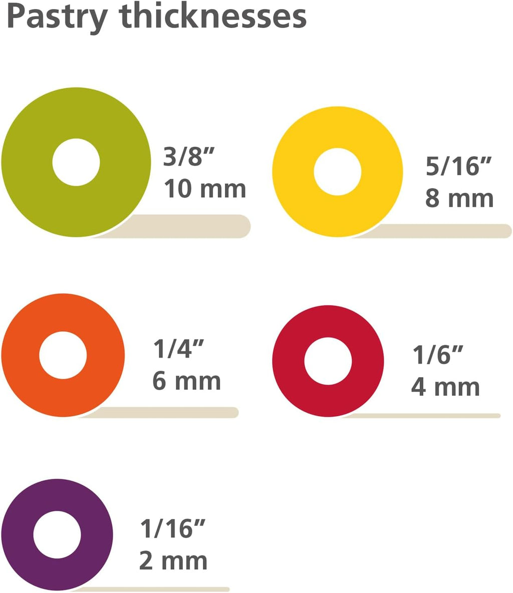 PrecisionPin - Rolling Pin with adjustable pastry thickness, Baking and dough rollers, Beech Wood, Multicolor