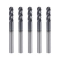 1/4" 4-Flute Ball Nose End Mill, AlTiN Coated Carbide 5Pcs