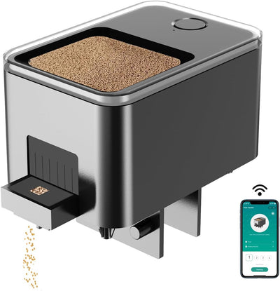 WiFi Fish Feeder for Aquarium Automatic Fish Feeder Automatic Dispenser, App Set Timer, Remote Control, USB Power