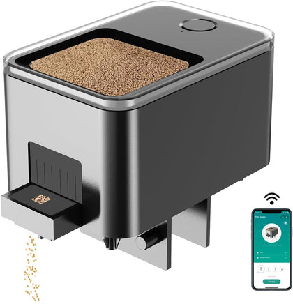WiFi Fish Feeder for Aquarium Automatic Fish Feeder Automatic Dispenser, App Set Timer, Remote Control, USB Power