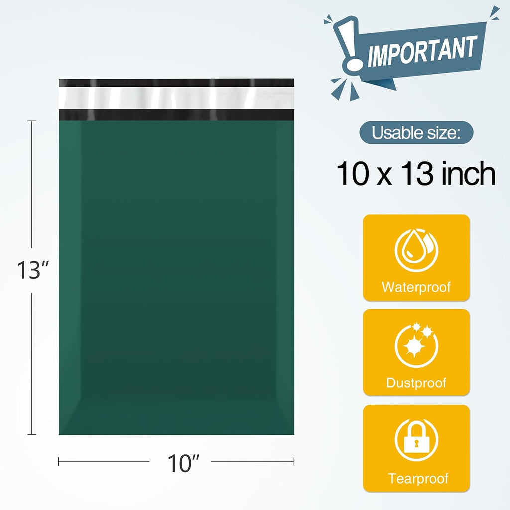 Poly Mailers 10x13 for Clothes, Business, Ultramarine Green, 200pcs