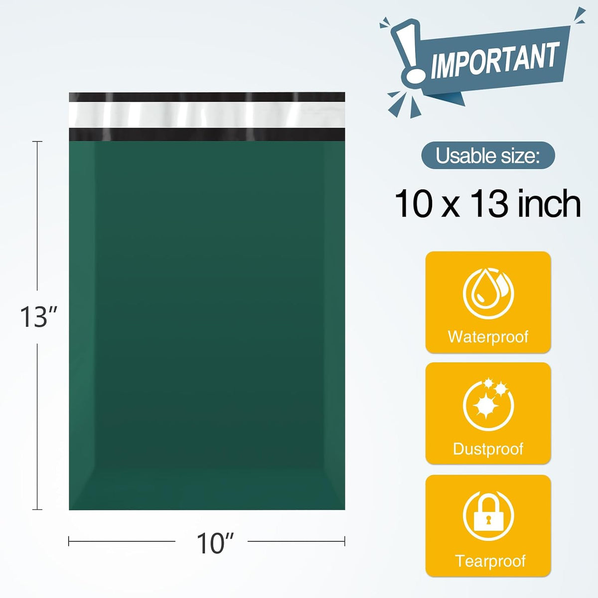 Poly Mailers 10x13 for Clothes, Business, Ultramarine Green, 200pcs